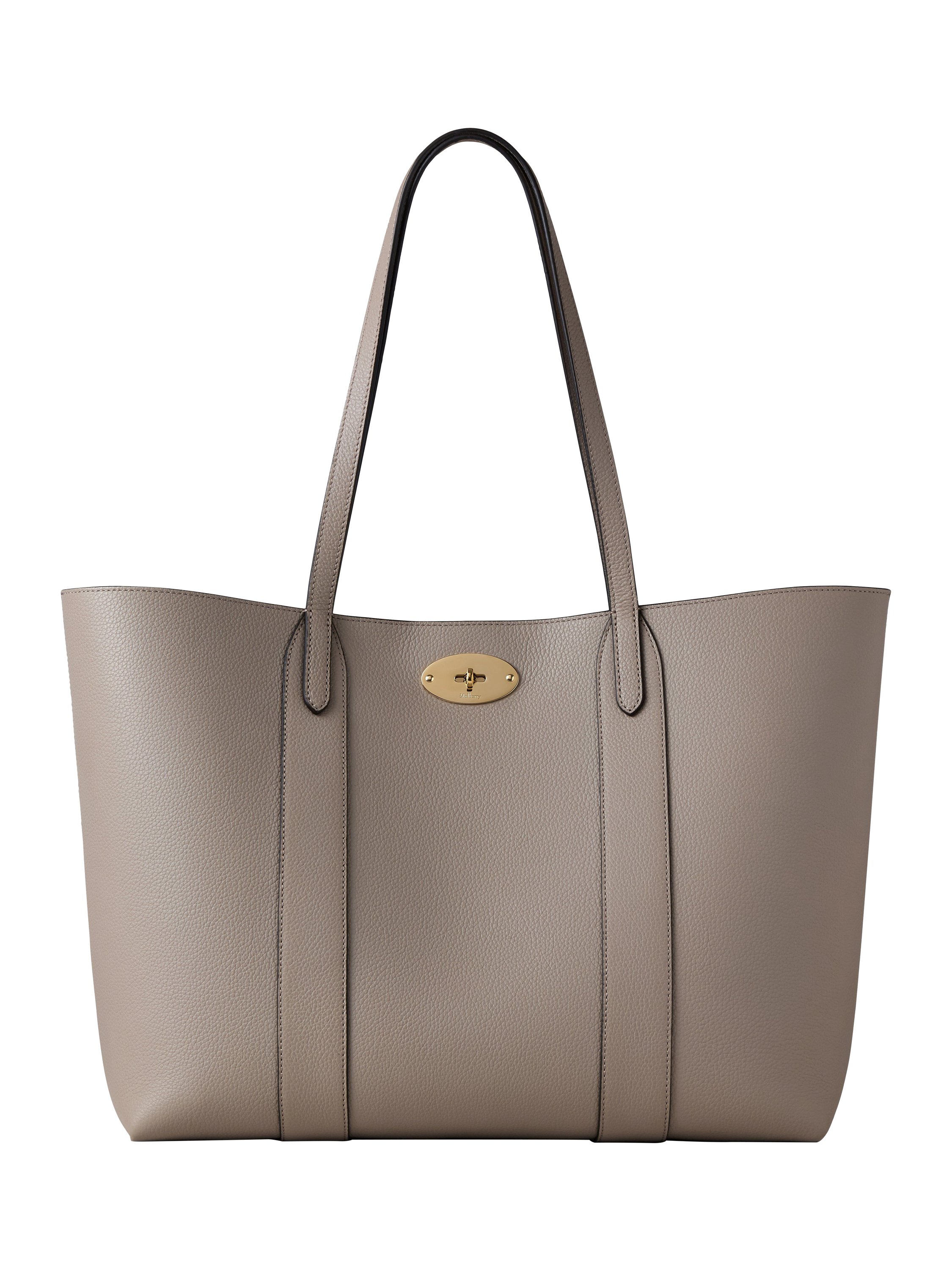 Product image 1 of 6, which shows Mulberry Bayswater Small Classic Grain Leather Tote Bag, Cashmere Taupe
