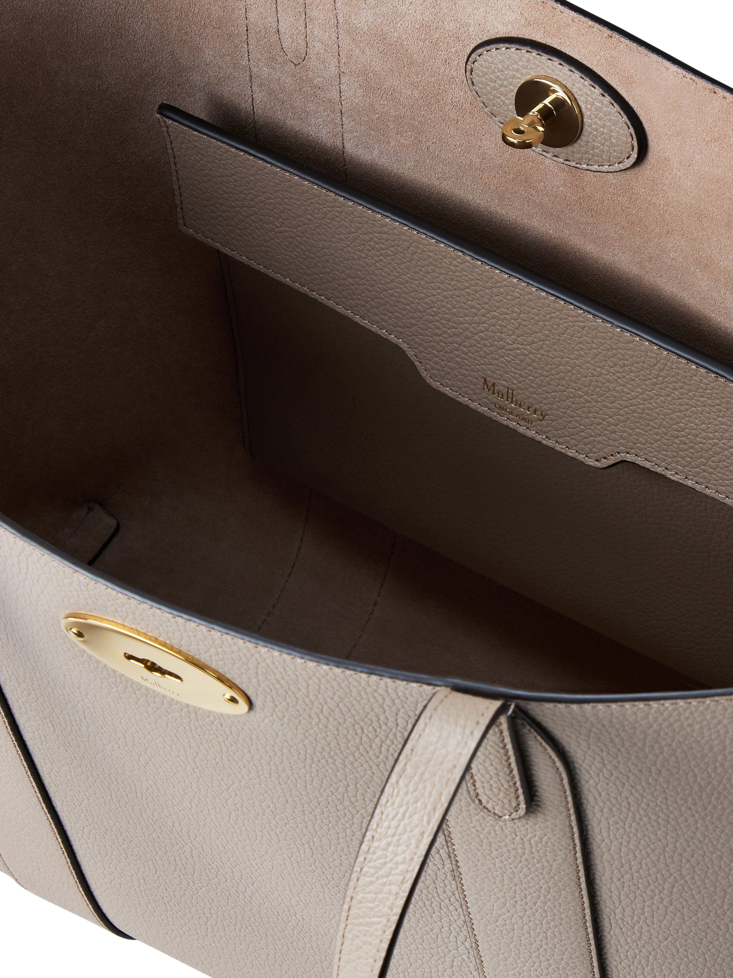Product image 6 of 6, which shows Mulberry Bayswater Small Classic Grain Leather Tote Bag, Cashmere Taupe