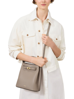 Mulberry Islington Small Classic Grain Leather Bucket Bag - view 2, Cashmere Taupe