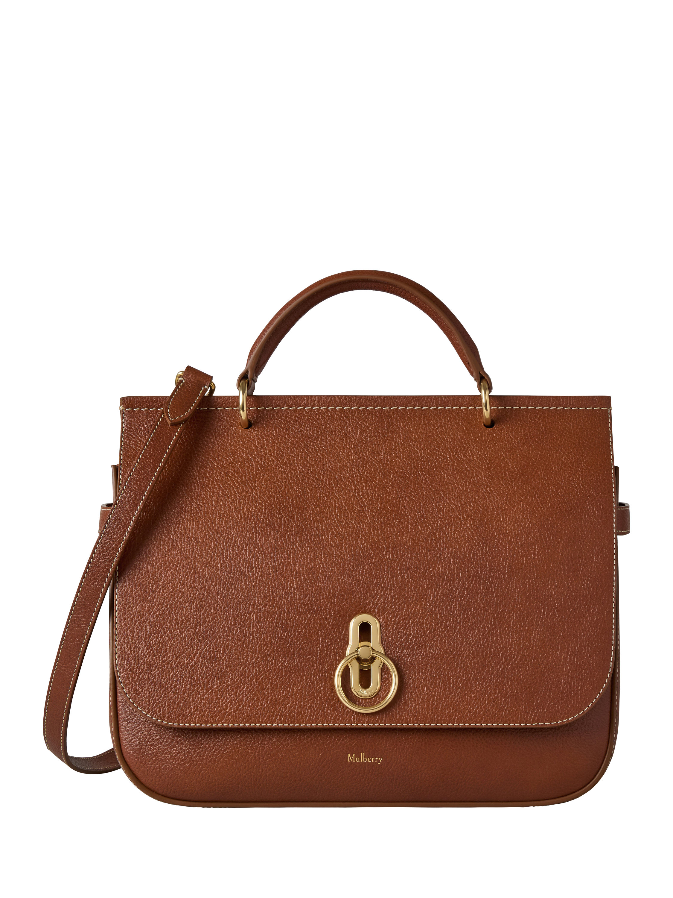 Product image 1 of 5, which shows Mulberry Amberley Large Top Handle Leather Bag, Oak