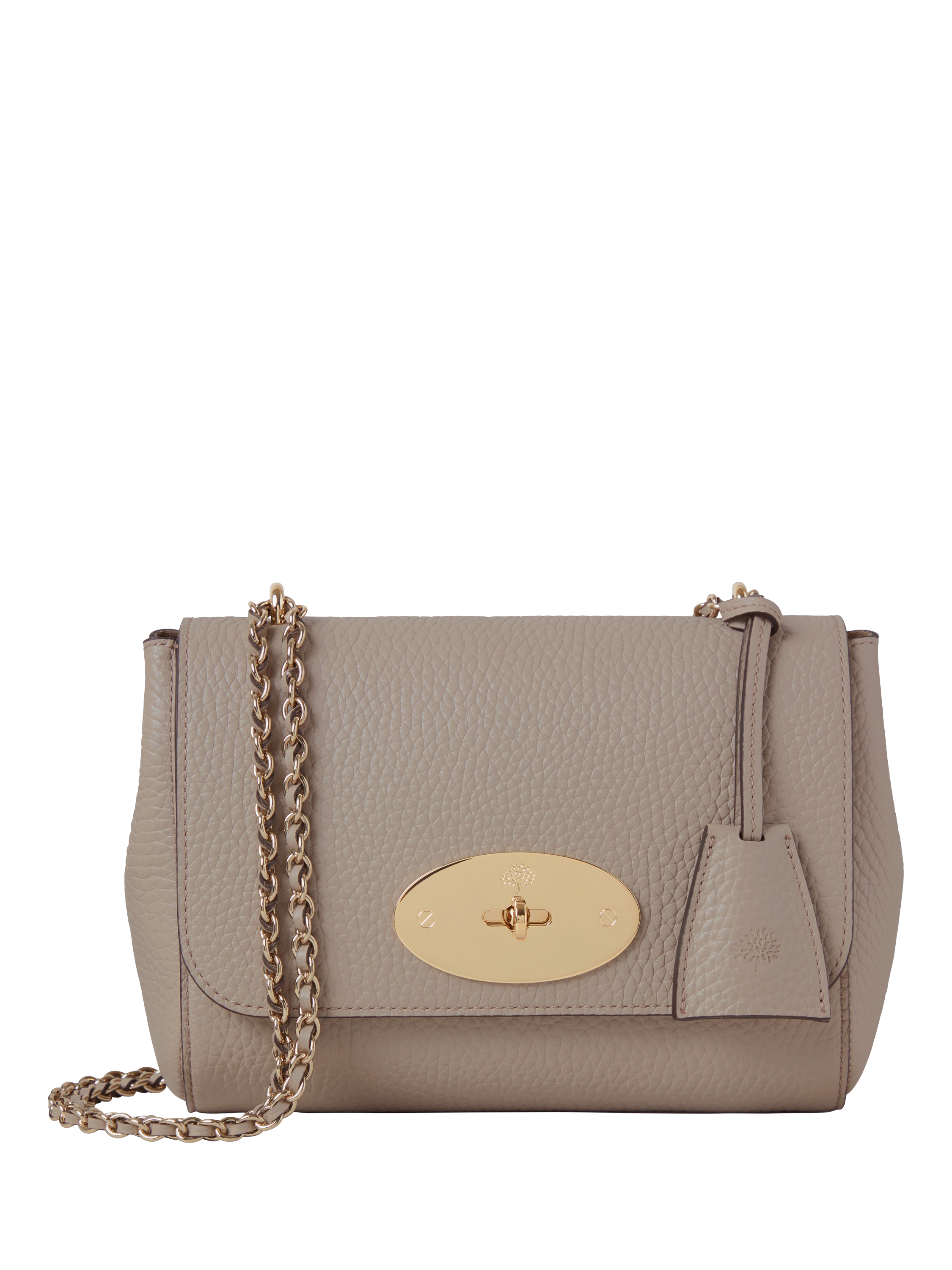 Product image 1 of 6, which shows Mulberry Lily Heavy Grain Leather Chain Strap Shoulder Bag, Cashmere Taupe