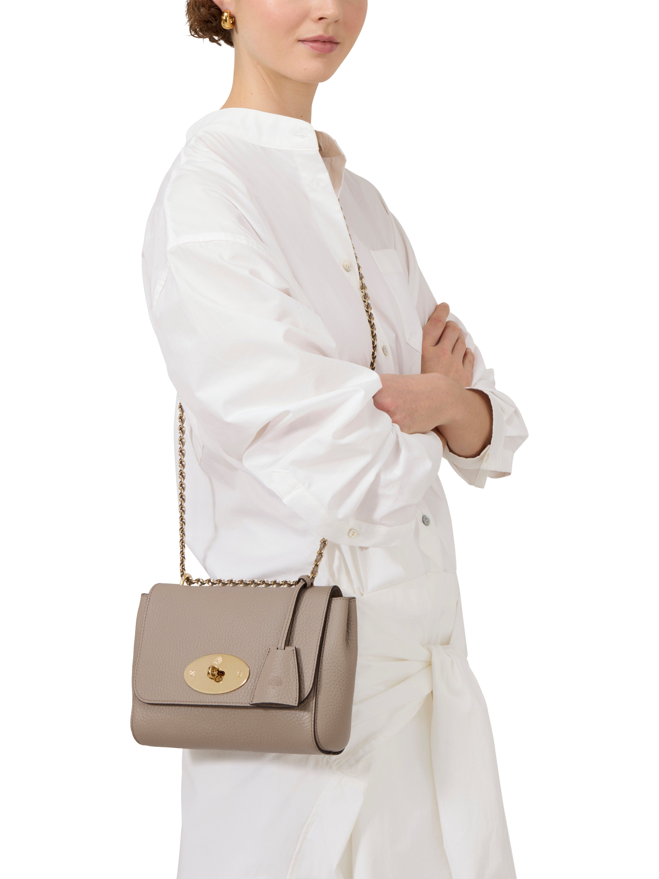 Product image 2 of 6, which shows Mulberry Lily Heavy Grain Leather Chain Strap Shoulder Bag, Cashmere Taupe