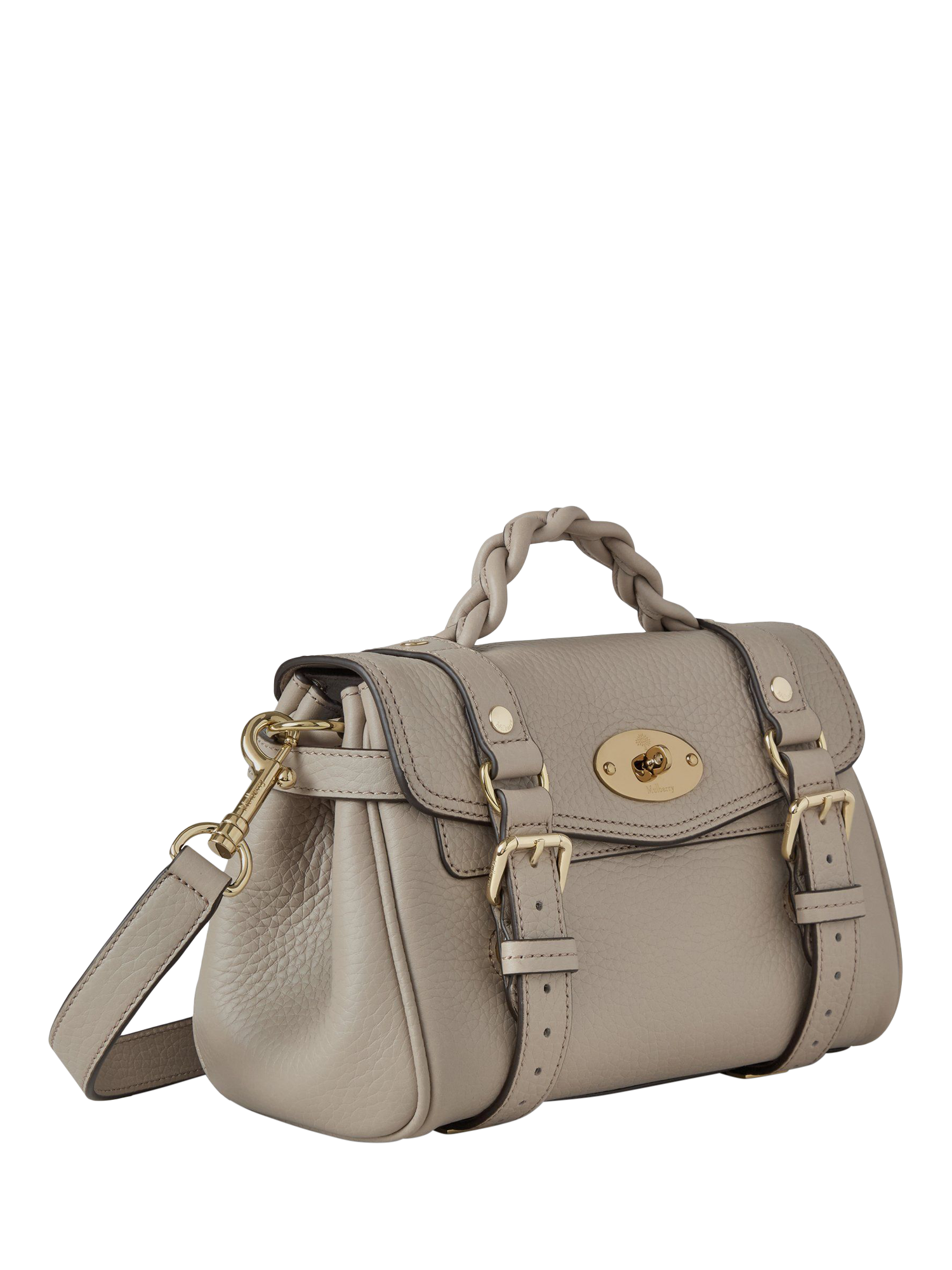 Product image 3 of 5, which shows Mulberry Mini Alexa Heavy Grain Leather Cross Body Bag, Cashmere Taupe