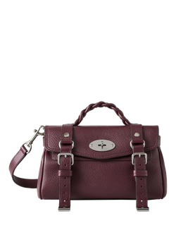 Mulberry Mini Alexa Heavy Grain Leather Cross Body Bag, Black Cherry
