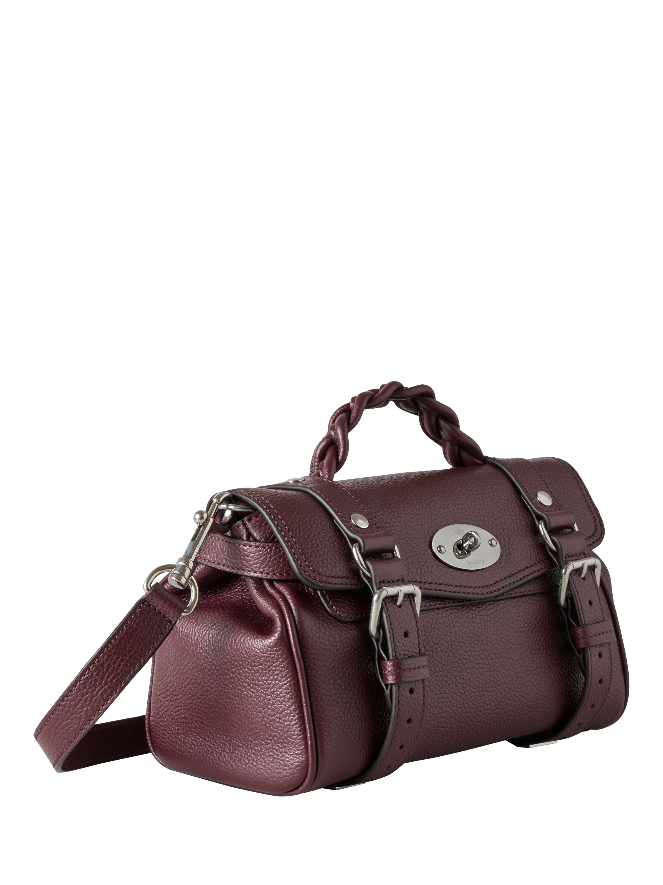 Product image 3 of 5, which shows Mulberry Mini Alexa Heavy Grain Leather Cross Body Bag, Black Cherry