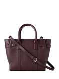 Mulberry Mini Bayswater Zipped Classic Grain Leather Tote Bag, Black Cherry