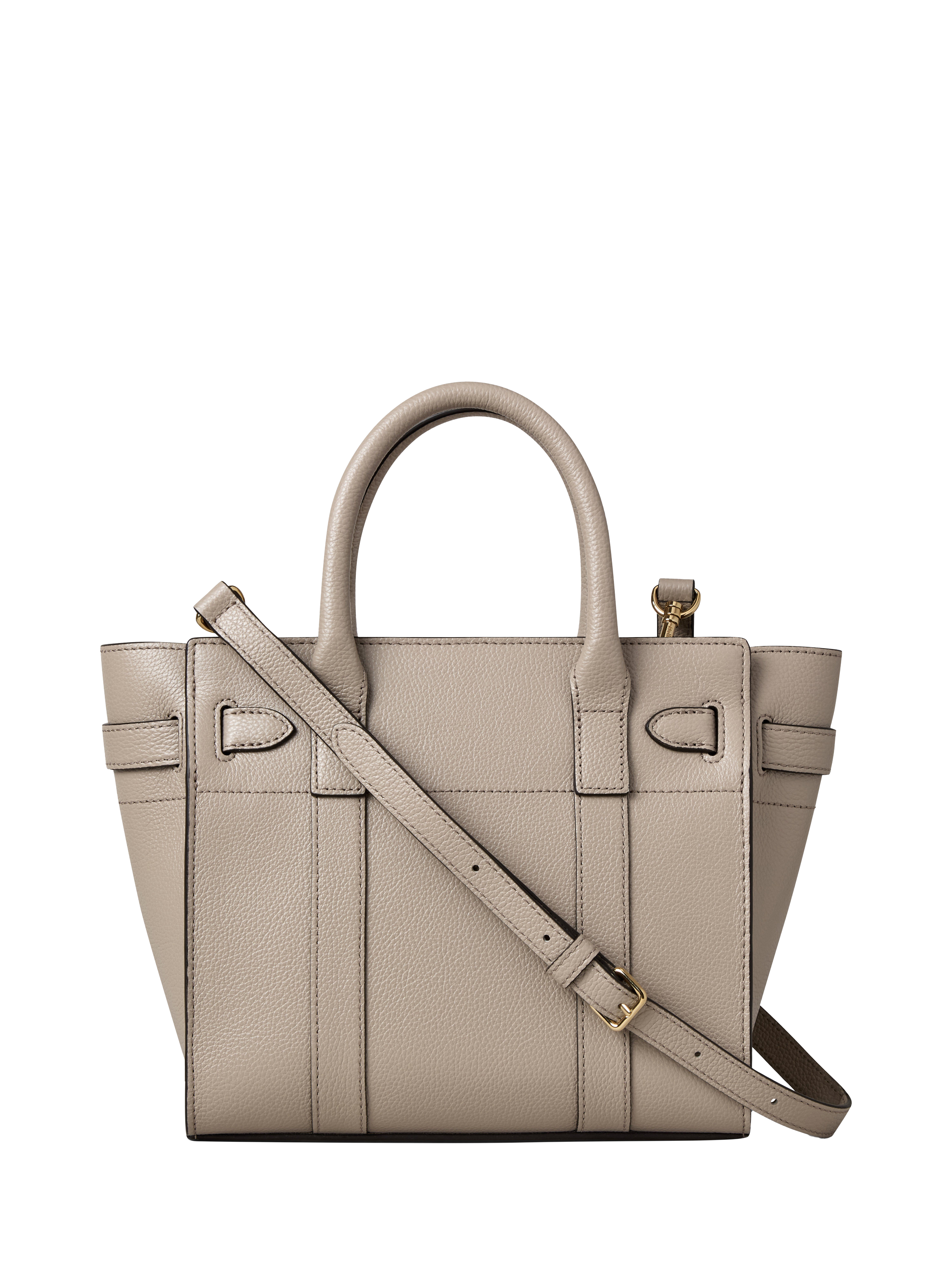 Product image 2 of 5, which shows Mulberry Mini Bayswater Zipped Classic Grain Leather Tote Bag, Cashmere Taupe