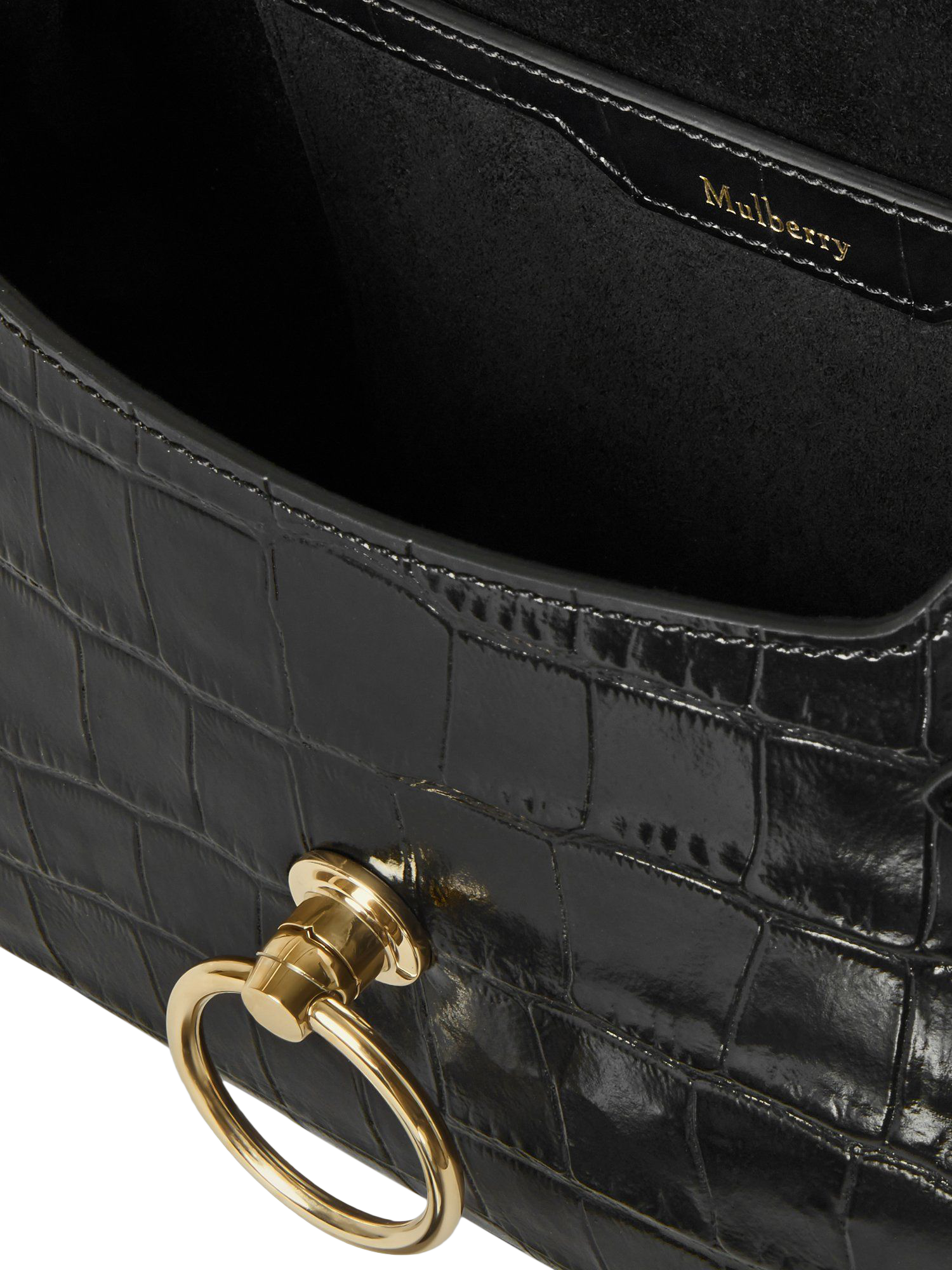 Product image 4 of 5, which shows Mulberry Small Amberley Croc Effect Leather Bag, Black