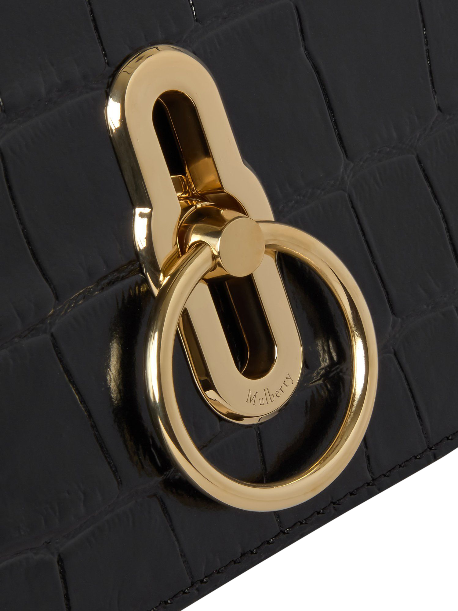 Product image 5 of 5, which shows Mulberry Small Amberley Croc Effect Leather Bag, Black