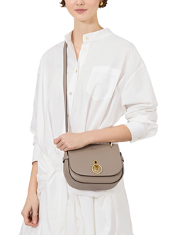 Mulberry Small Amberley Leather Crossbody Satchel Bag, Cashmere Taupe - view 2, Cashmere Taupe
