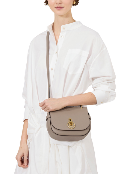 Mulberry Small Amberley Leather Crossbody Satchel Bag, Cashmere Taupe - view 2, Cashmere Taupe