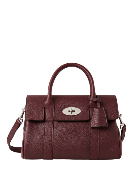 Mulberry Bayswater Heavy Grain Leather Satchel, Black Cherry