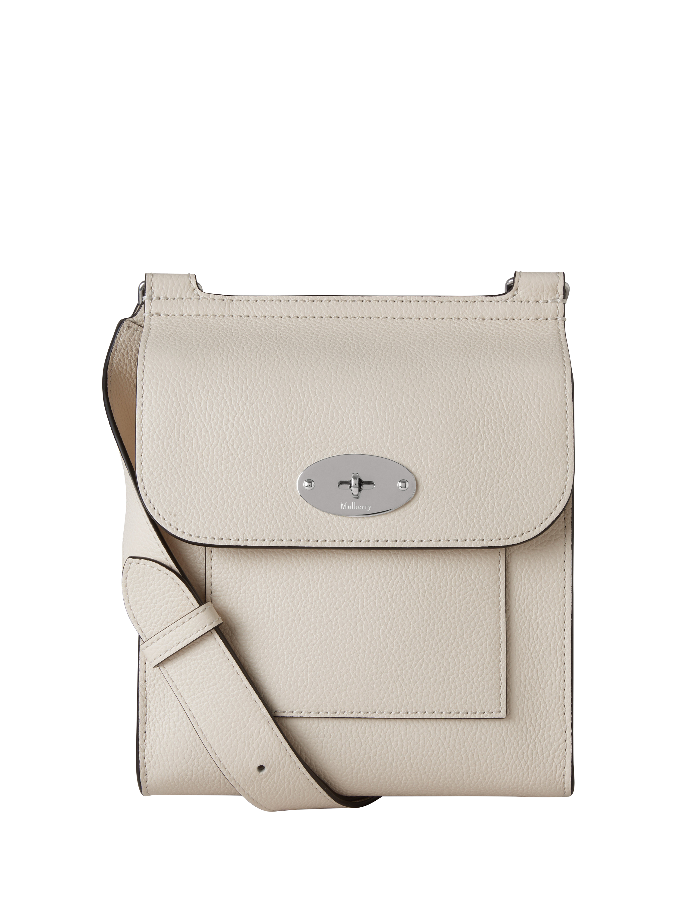 Product image 1 of 6, which shows Mulberry Small Antony Classic Grain Leather Satchel, Eggshell