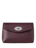 Mulberry Darley Leather Silver Hardware Cosmetic Pouch, Black Cherry
