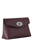Mulberry Darley Leather Silver Hardware Cosmetic Pouch, Black Cherry