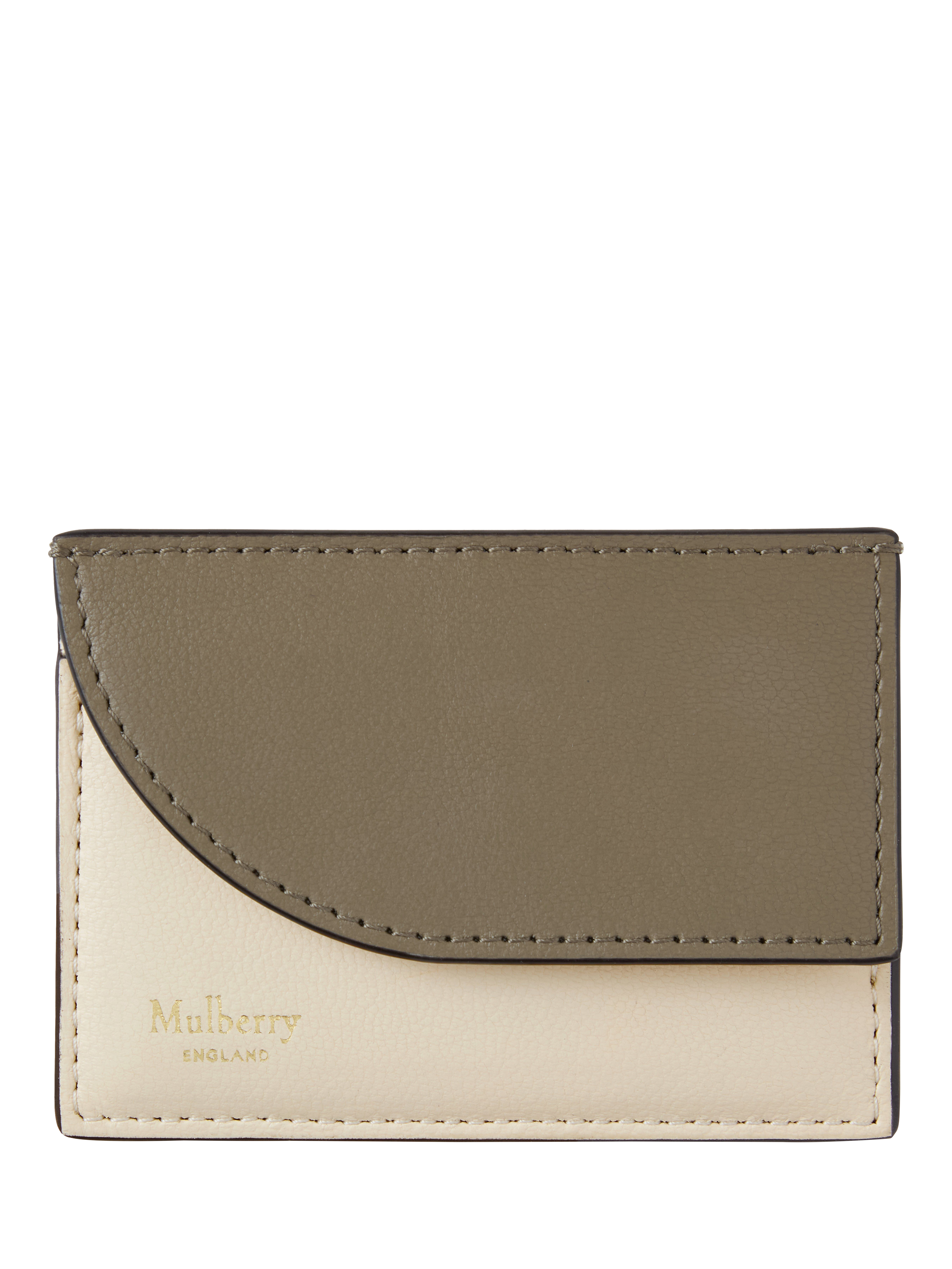 Product image 1 of 3, which shows Mulberry Leather Compact Cardholder, Eggshell/Linen Green