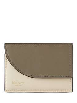Mulberry Leather Compact Cardholder, Eggshell/Linen Green
