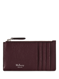 Mulberry Small Classic Grain Leather Continental Zipped Long Card Holder, Black Cherry