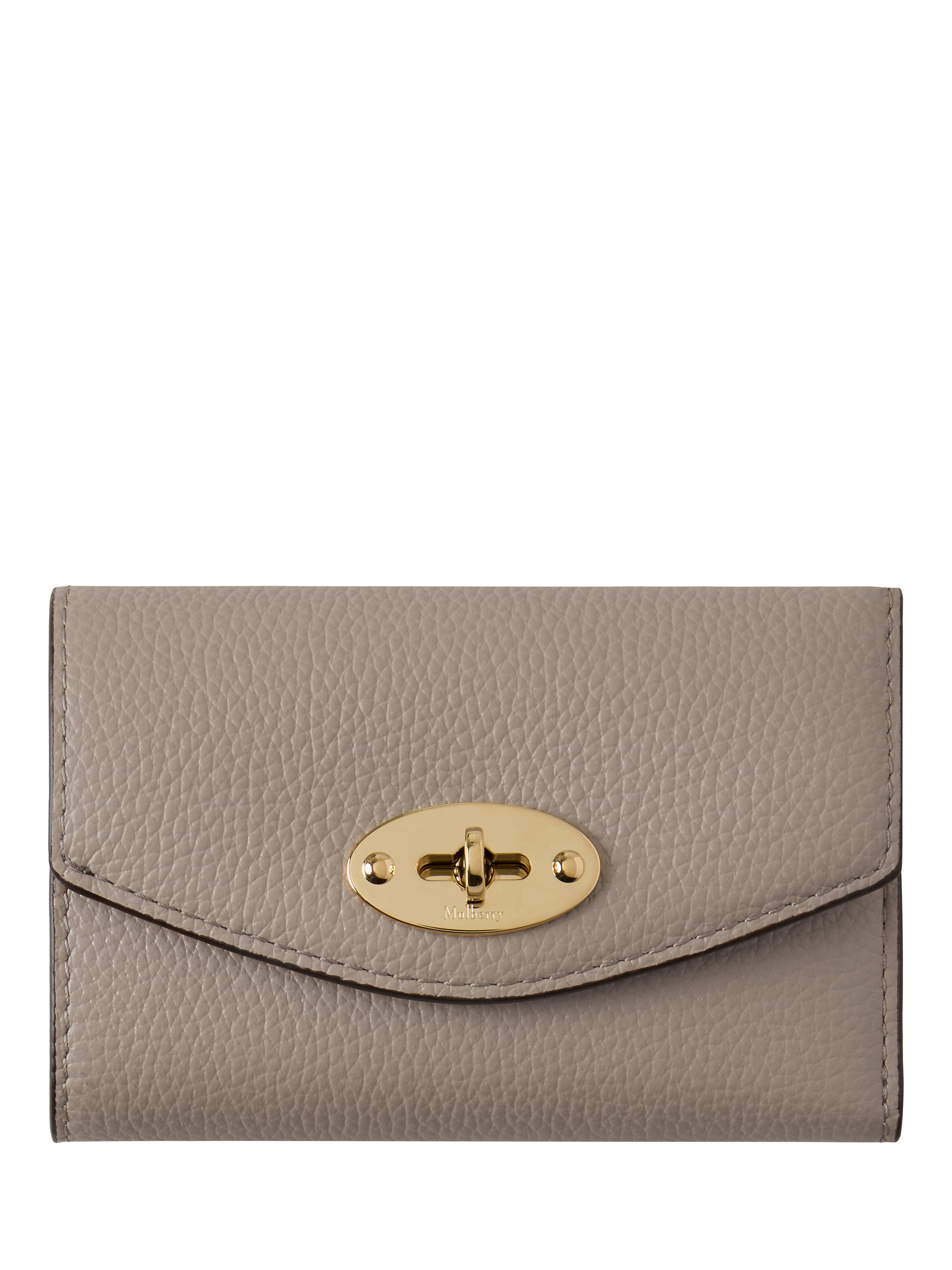 Product image 1 of 3, which shows Mulberry Darley Small Classic Grain Leather Folded Multi-Card Wallet, Cashmere Taupe