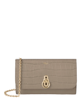 Mulberry Amberley Croc Effect Leather Clutch Bag, Cashmere Taupe