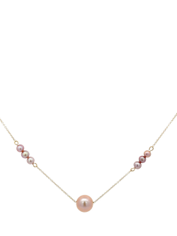 E.W Adams 9ct Gold Blush Pearl Necklace, Gold/Pink, Gold/Pink