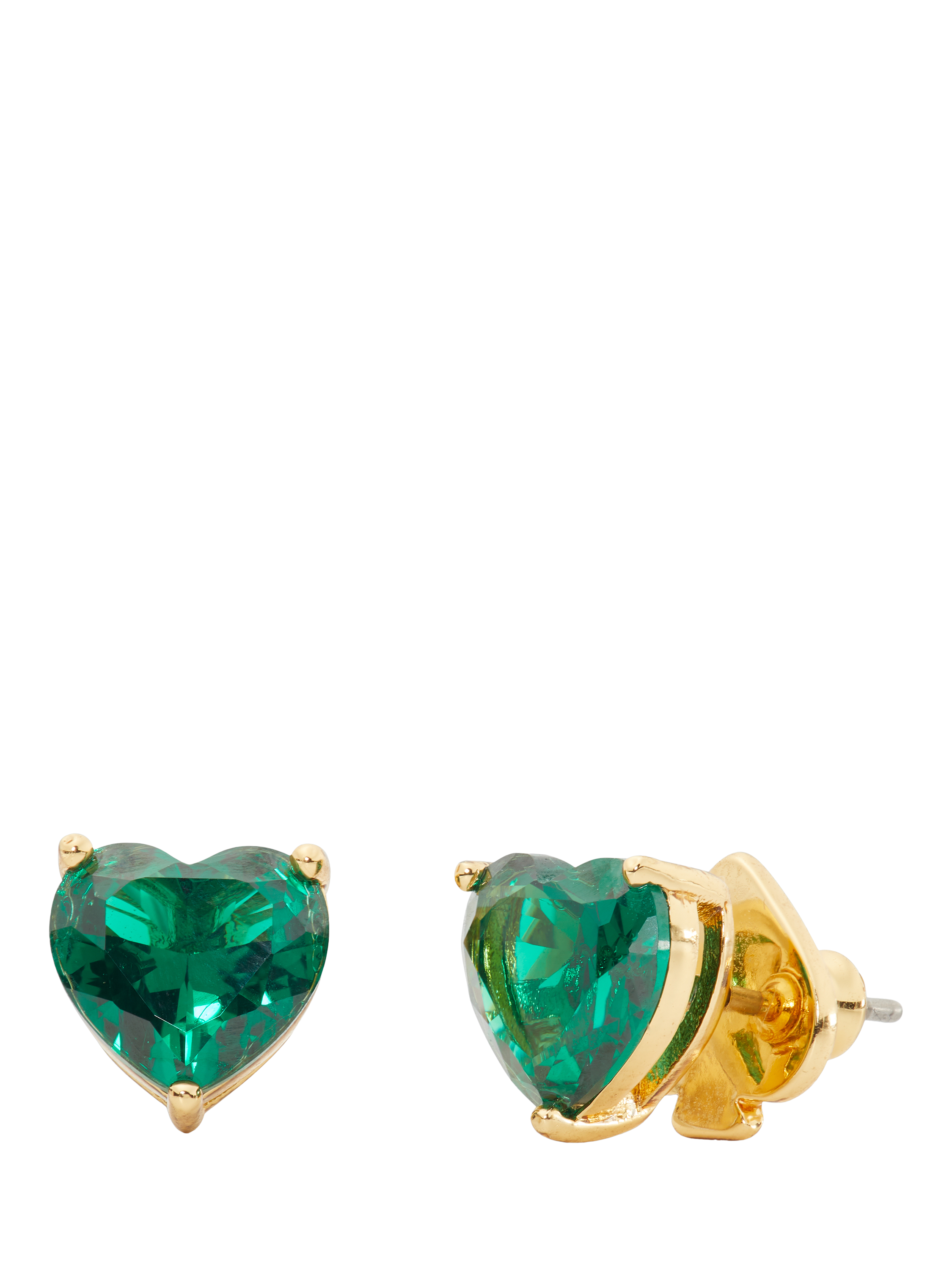 Product image 1 of 3, which shows kate spade new york Cubic Zirconia Heart Stud Earrings, Green