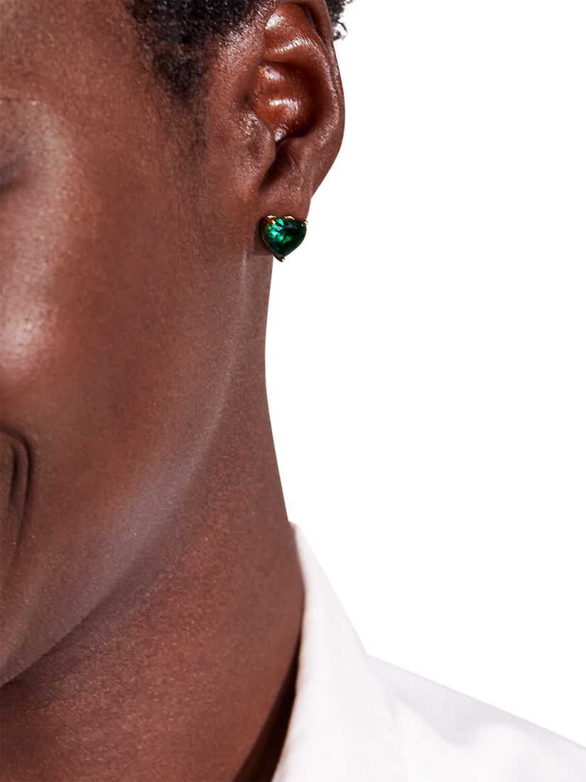 Product image 3 of 3, which shows kate spade new york Cubic Zirconia Heart Stud Earrings, Green