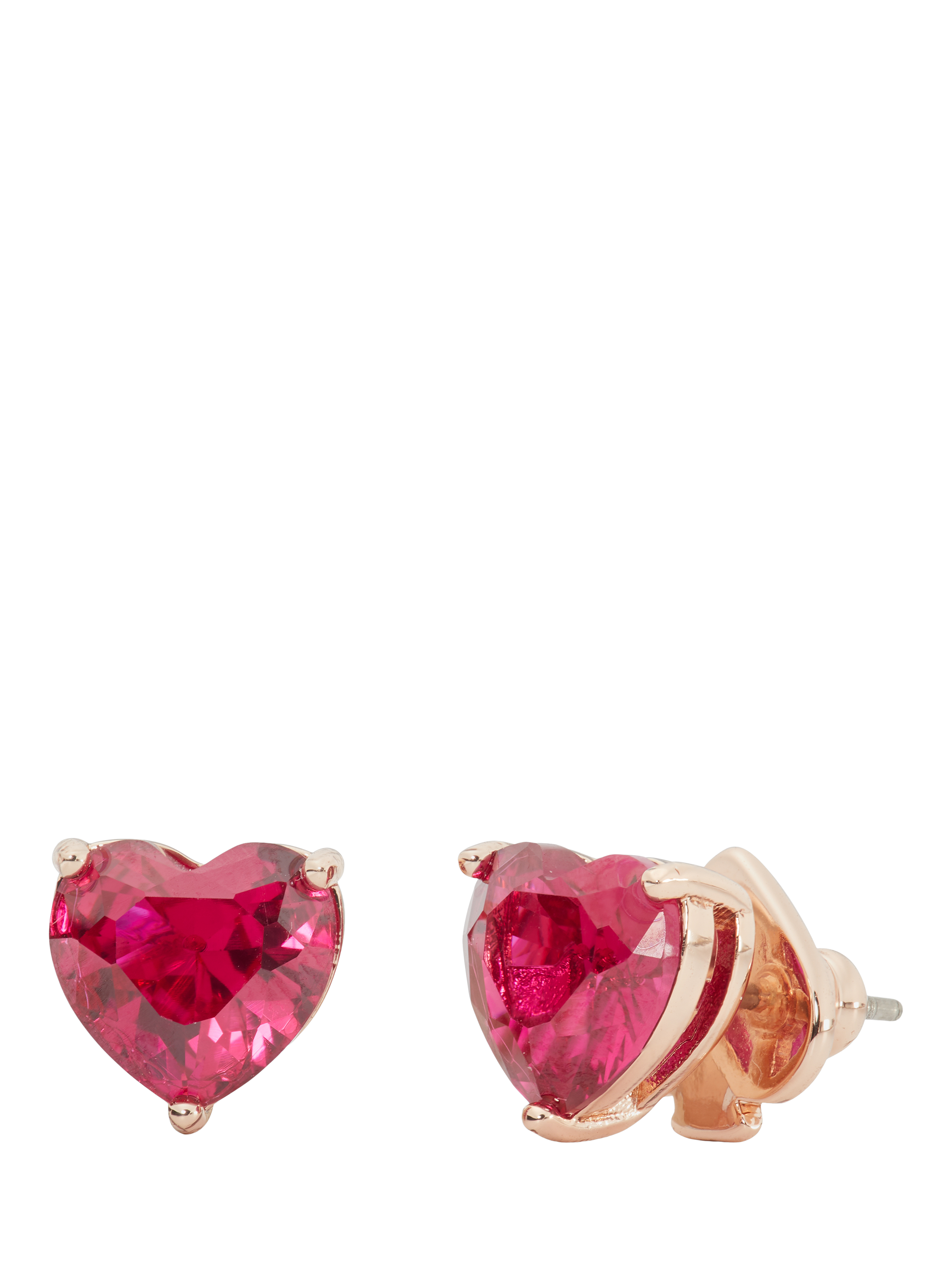 Product image 1 of 3, which shows kate spade new york Cubic Zirconia Heart Stud Earrings, Red