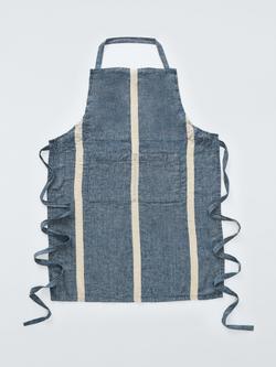 John Lewis Leckford Stripe Linen Apron, Blue, Blue