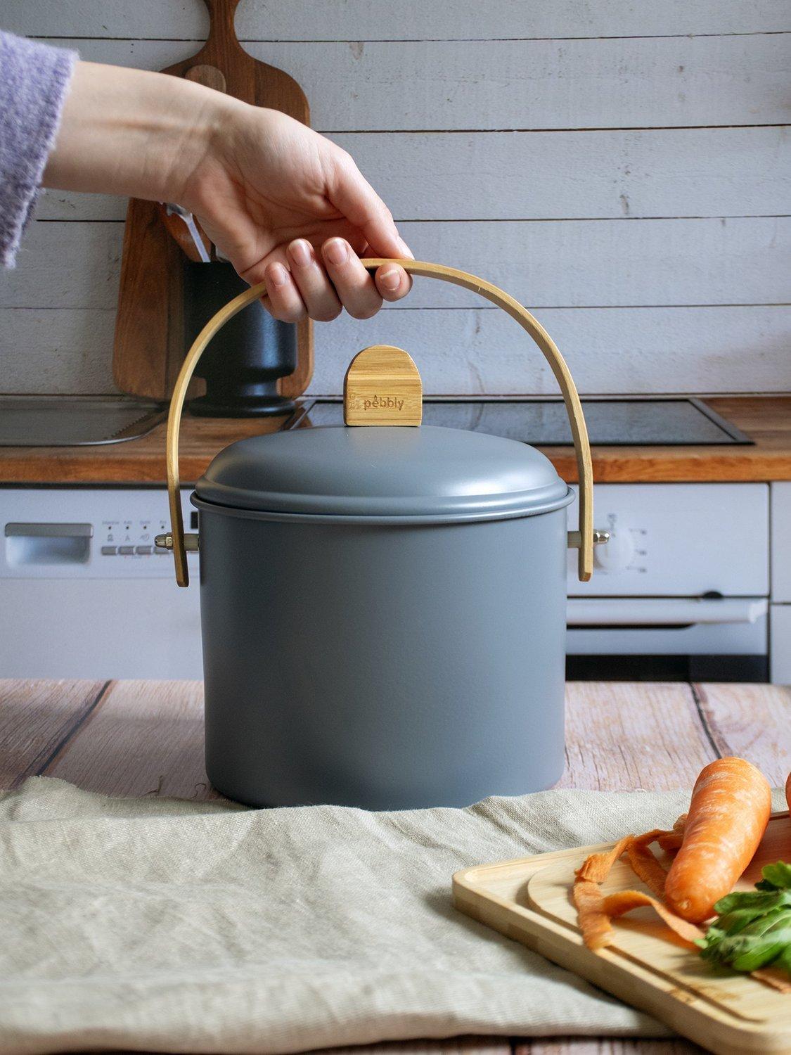 Pebbly Compost Bucket & Lid, 3.5L, Grey