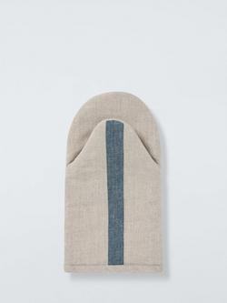John Lewis Leckford Stripe Linen Oven Mitt, Blue, Blue