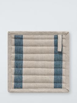 John Lewis Leckford Stripe Linen Pot Holder, Blue, Blue