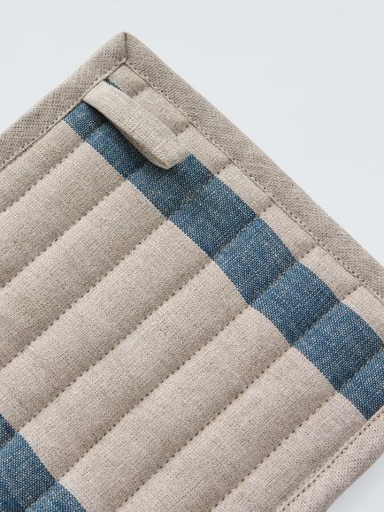 John Lewis Leckford Stripe Linen Pot Holder, Blue - view 2, Blue