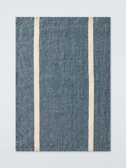 John Lewis Leckford Stripe Cotton Tea Towel, Set of 2, Blue, Blue