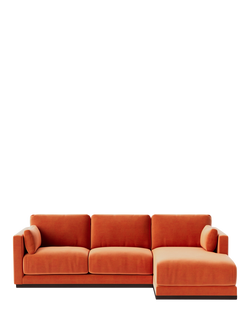 Swoon Alesund Large 3 Seater RHF Chaise End Sofa, Easy Velvet Burnt Orange