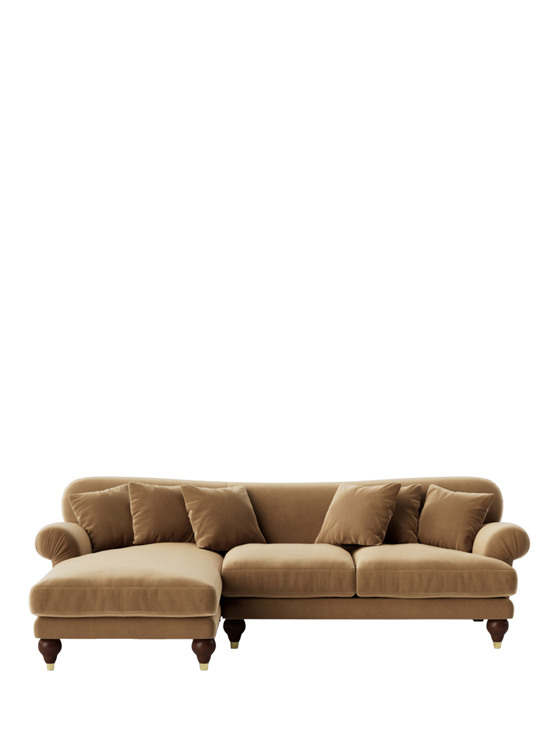 Willows Range, Swoon Willows Large 3 Seater LHF Chaise End Sofa, Easy Velvet Biscuit