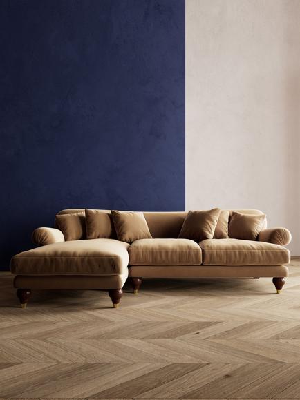 Swoon Willows Large 3 Seater LHF Chaise End Sofa - view 2, Easy Velvet Biscuit