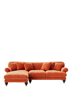 Swoon Willows Large 3 Seater LHF Chaise End Sofa, Easy Velvet Burnt Orange