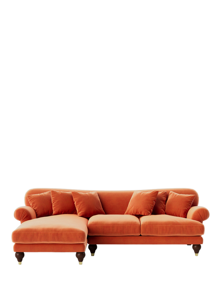 Swoon Willows Large 3 Seater LHF Chaise End Sofa, Easy Velvet Burnt Orange