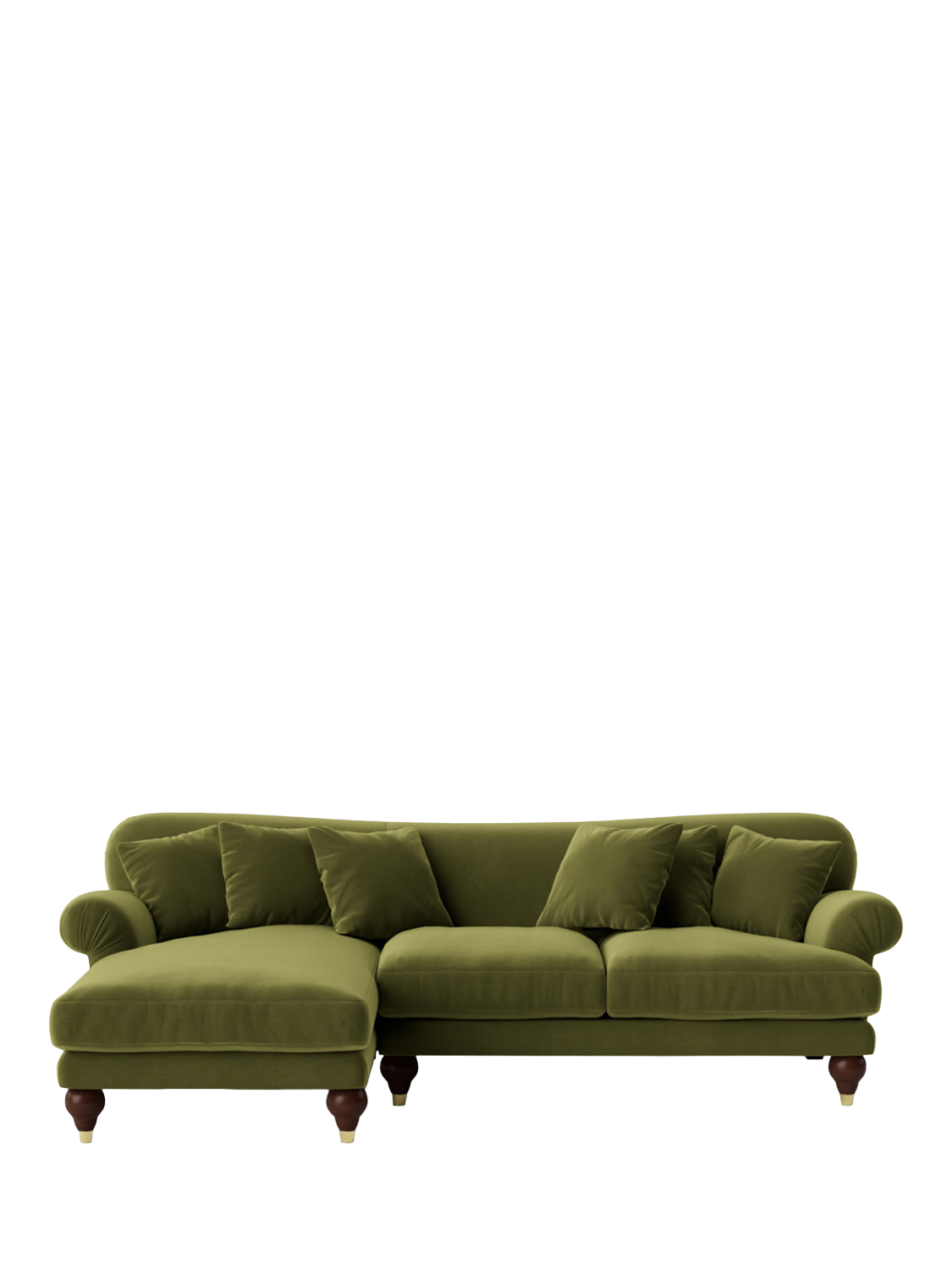 Willows Range, Swoon Willows Large 3 Seater LHF Chaise End Sofa, Easy Velvet Fern