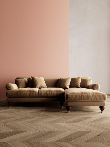 Swoon Willows Large 3 Seater RHF Chaise End Sofa - view 2, Easy Velvet Biscuit