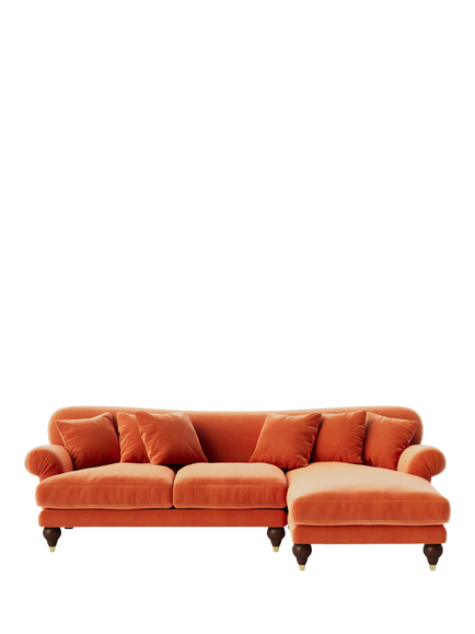 Swoon Willows Large 3 Seater RHF Chaise End Sofa, Easy Velvet Burnt Orange