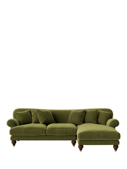 Swoon Willows Large 3 Seater RHF Chaise End Sofa, Easy Velvet Fern