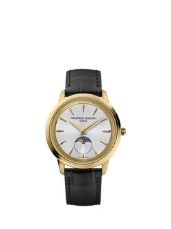 Frederique Constant FC-206S3S5 Men's Classics Moneta Moonphase Leather Strap Watch, Brown