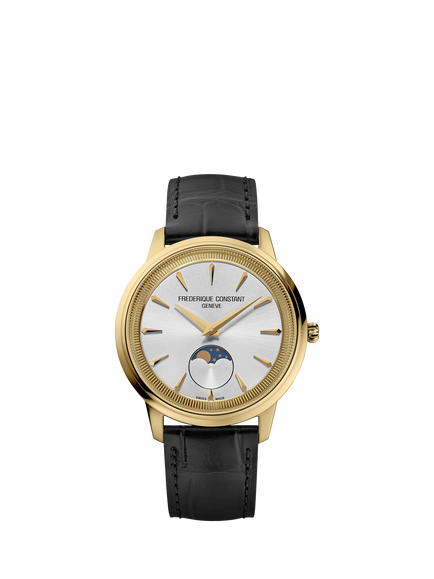 Frederique Constant FC-206S3S5 Men's Classics Moneta Moonphase Leather Strap Watch, Brown