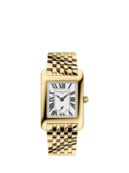 Frederique Constant FC-235S2C5B Women's Rectangle Bracelet Strap Watch, Gold, White