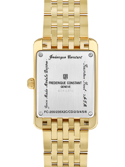 Frederique Constant FC-235S2C5B Women's Rectangle Bracelet Strap Watch, Gold - view 2, White