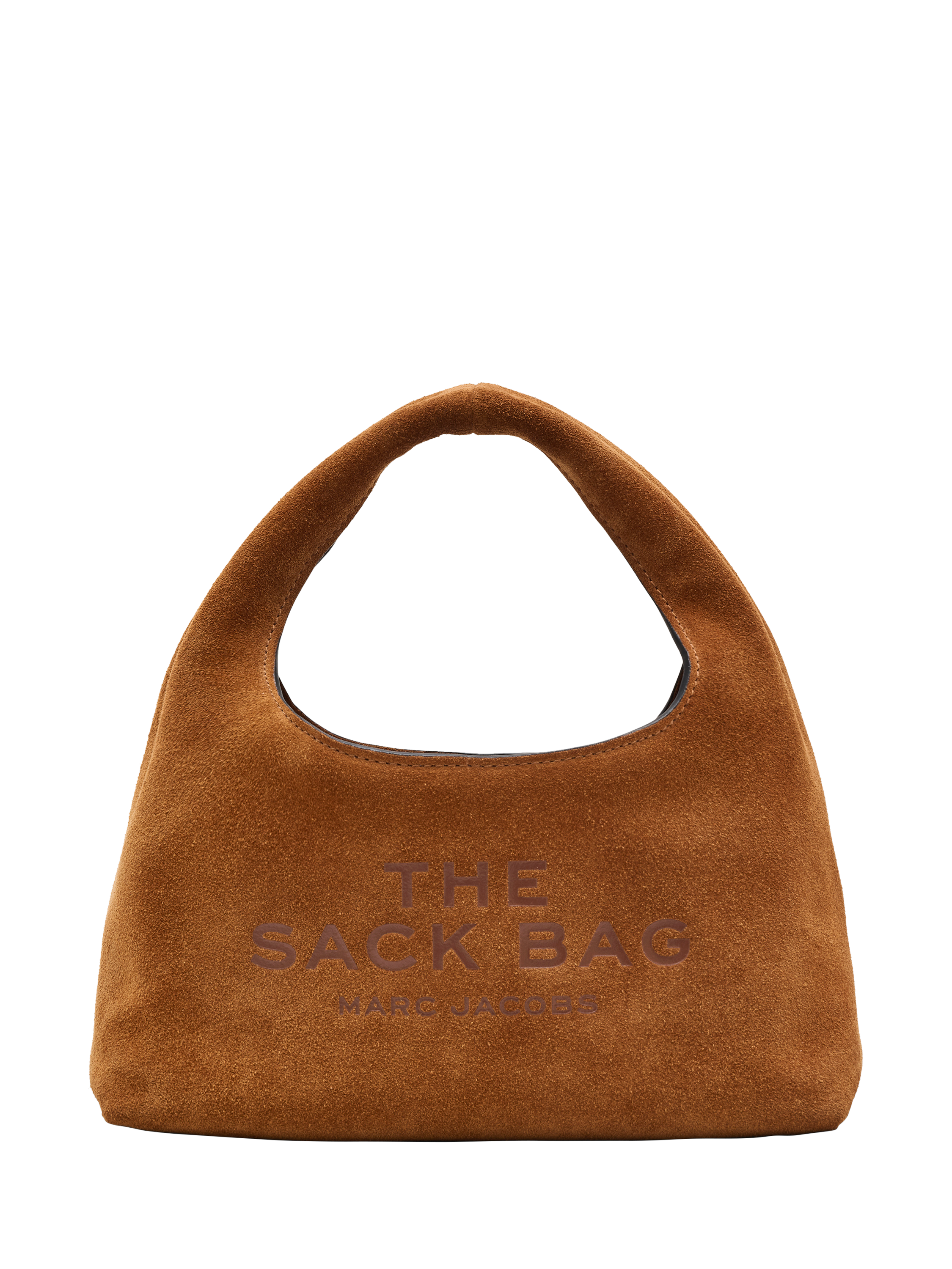 Product image 1 of 6, which shows Marc Jacobs Suede THE Mini Sack Bag, Copper