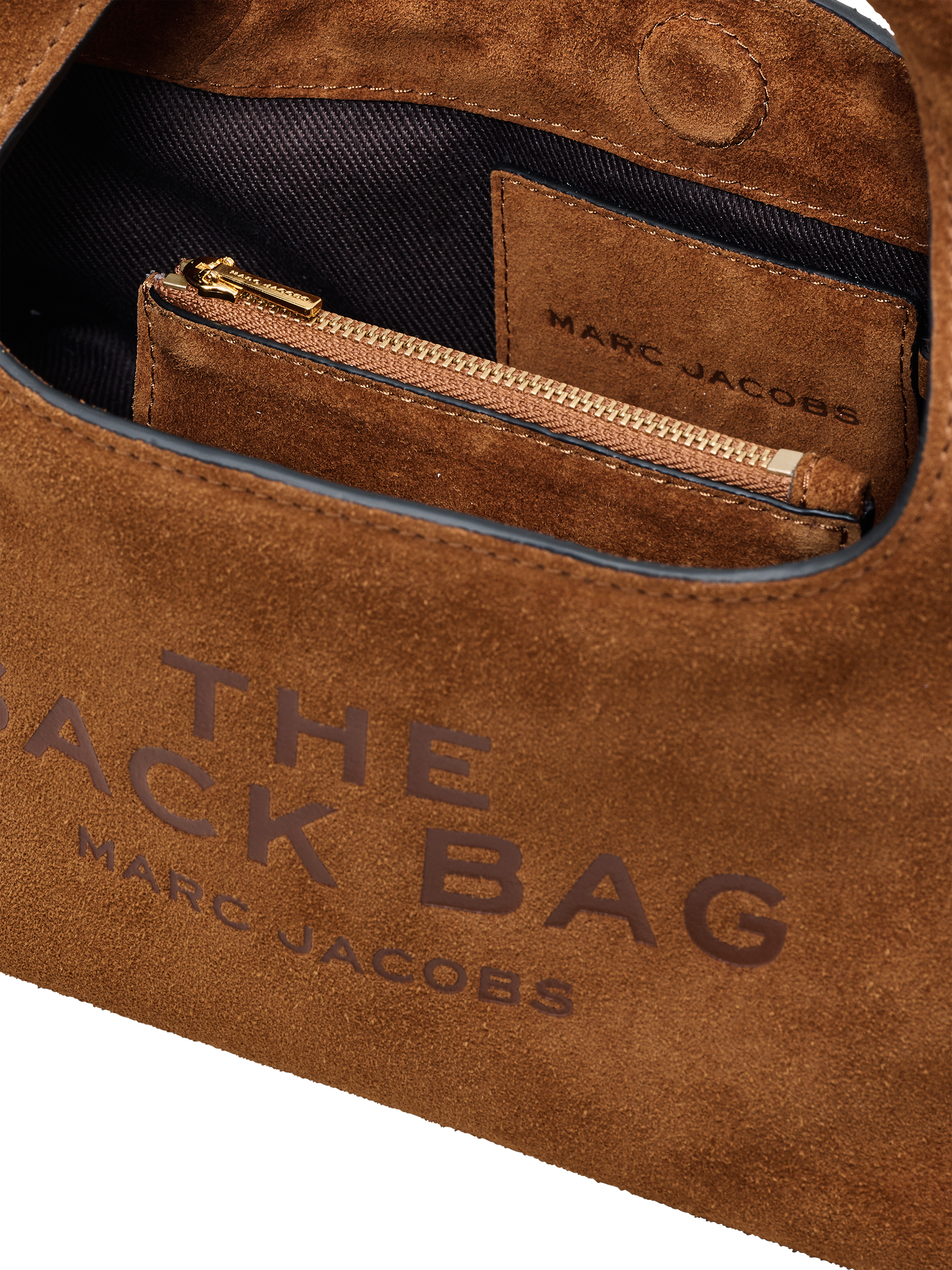 Product image 4 of 6, which shows Marc Jacobs Suede THE Mini Sack Bag, Copper