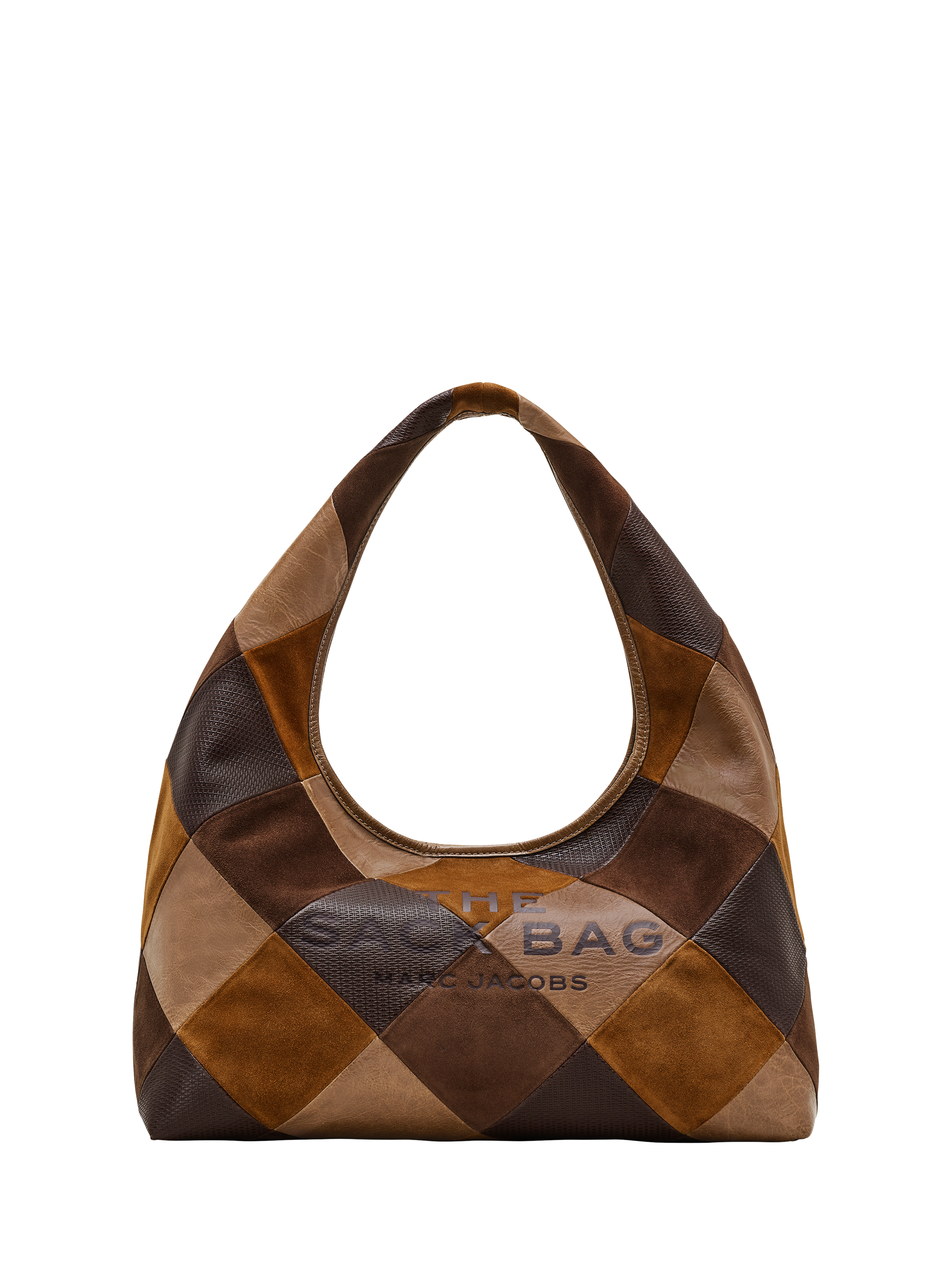 Product image 1 of 5, which shows Marc Jacobs THE Sack Suede Patchwork Bag, Brown Multi